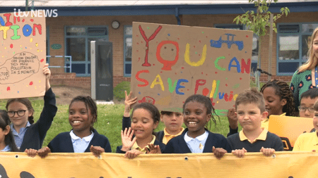 St James' Cof E Primary School pupils campaigning for Clean Air Day