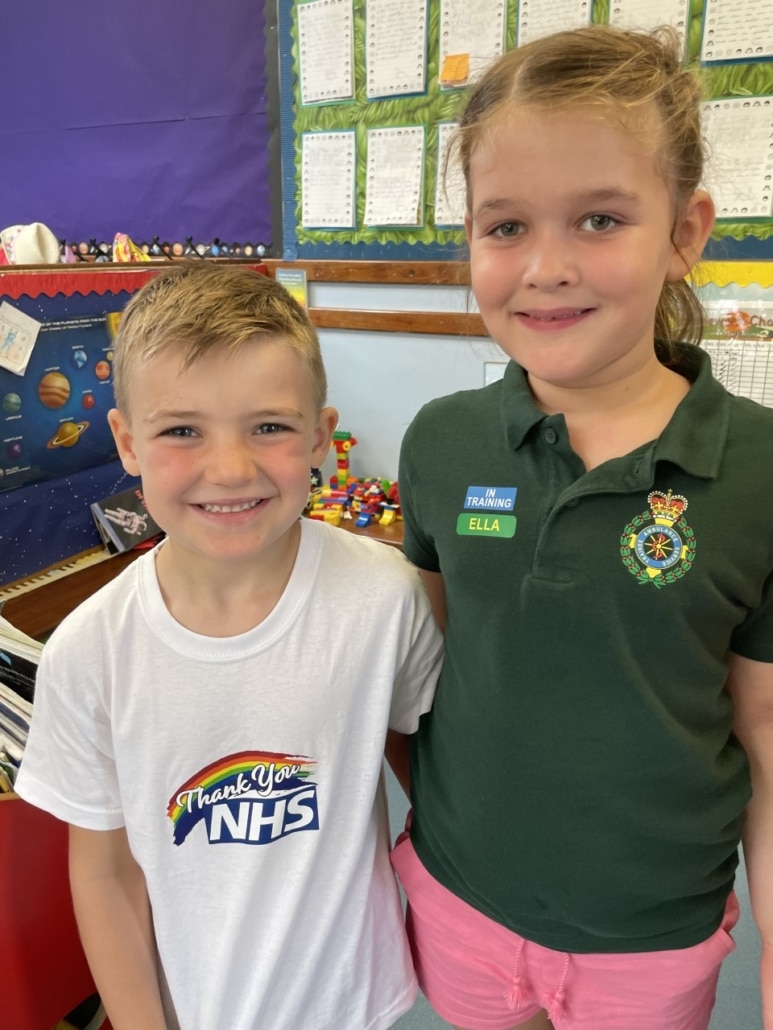 St Margaret's pupils wearing 'Thankyou NHS' t-shirts
