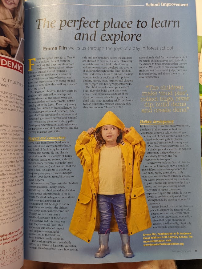 Emma Flin's article about Forest School in The Headteacher magazine